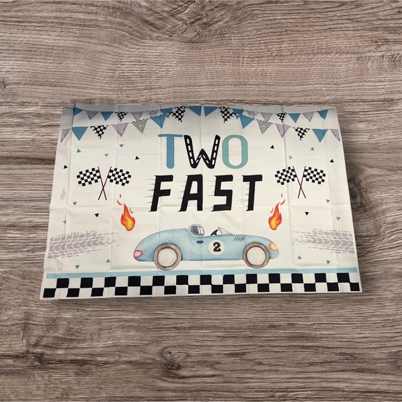 “Two Fast” Racing Birthday Theme Backdrop - Picture 1 of 1